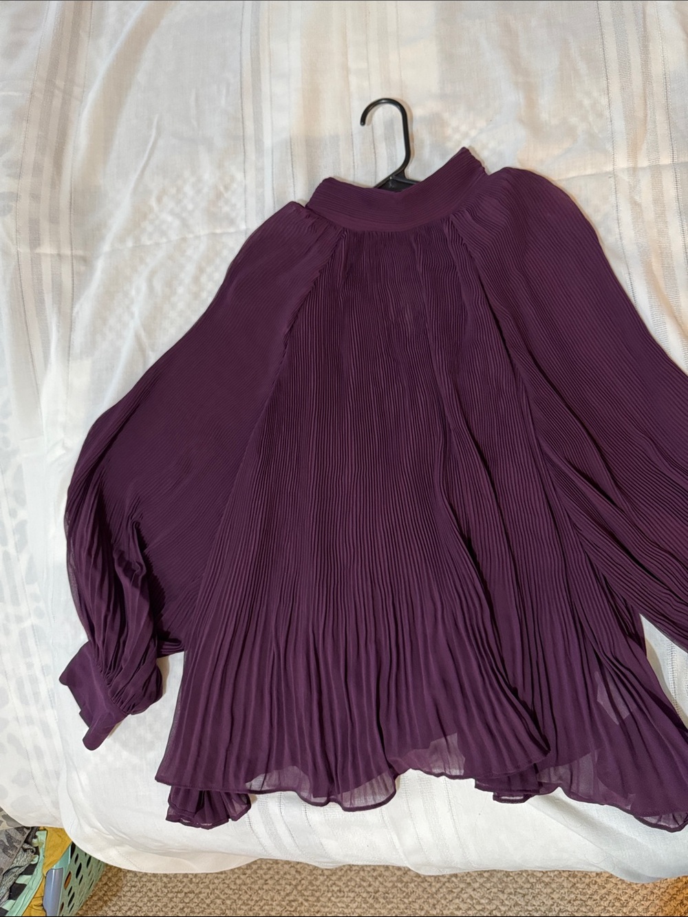 Banana Republic Plum Pleated High-Neck Blouse